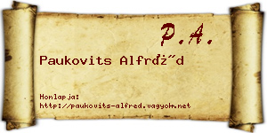 Paukovits Alfréd névjegykártya